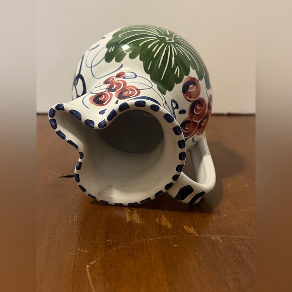 La Vecchia Faenza Pitcher & Creamer Set. Handpainted In Italy. Grapes & Flowers - Picture 8 of 14